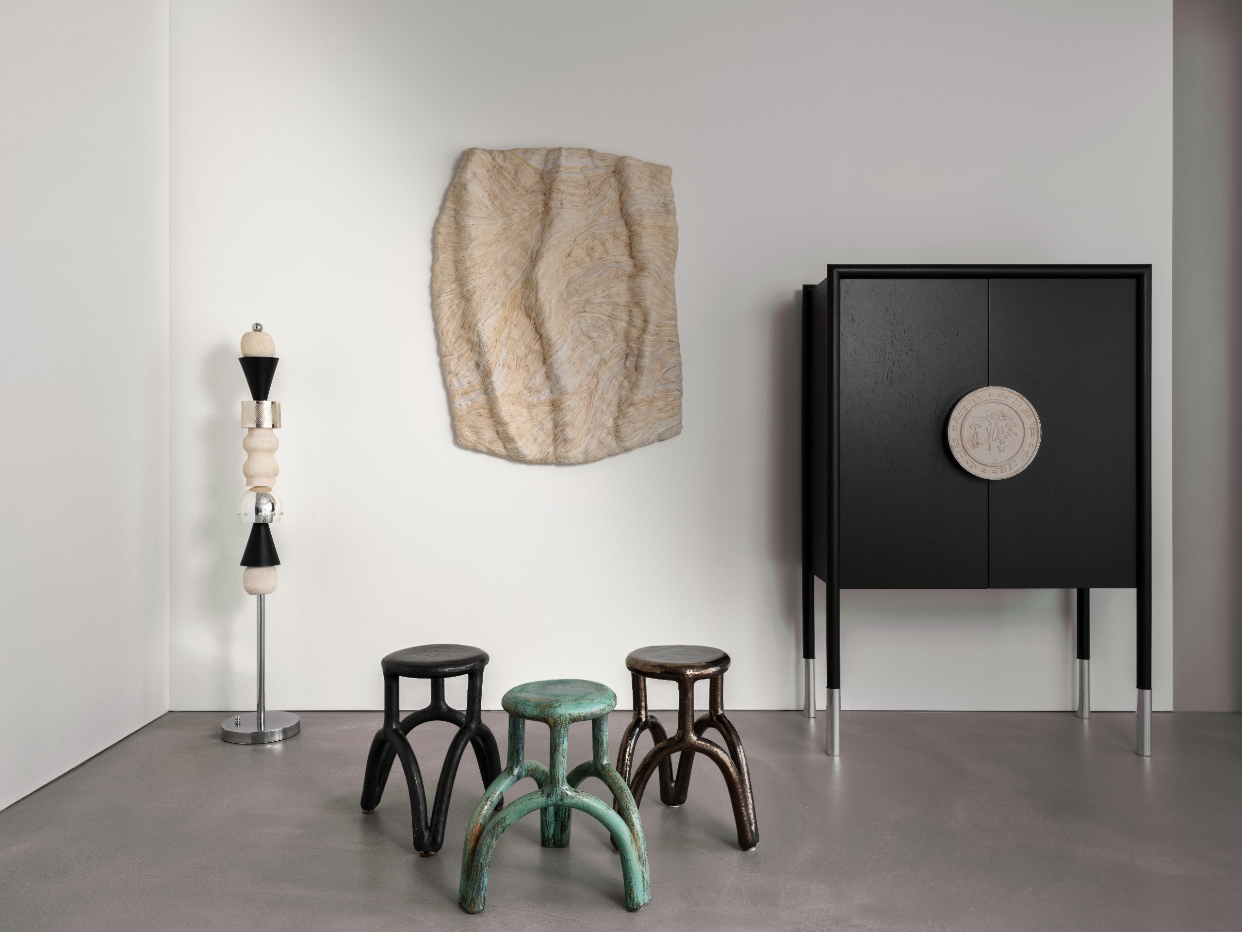 Gallery view at ARKOBJECT, Istanbul, with works by Marāu, Mesut Öztürk and Betül Özkan