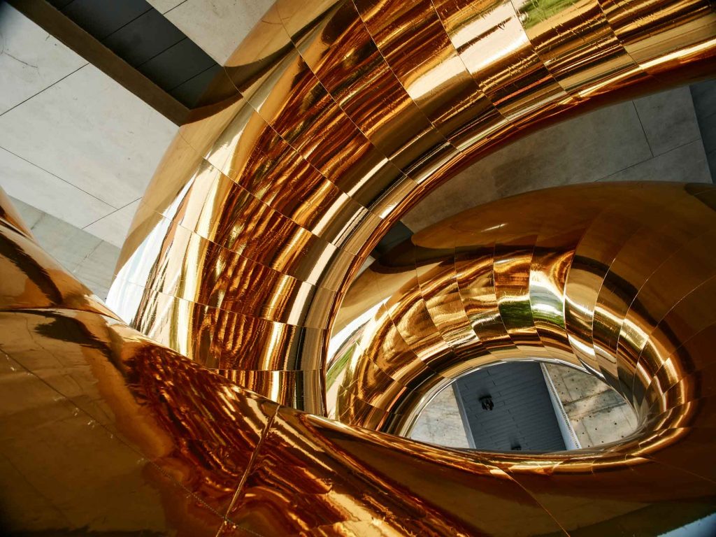 Close view of the mirrored TPU surface of auruBOROS