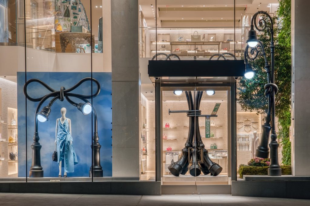 Dior window display by Alex Chinneck