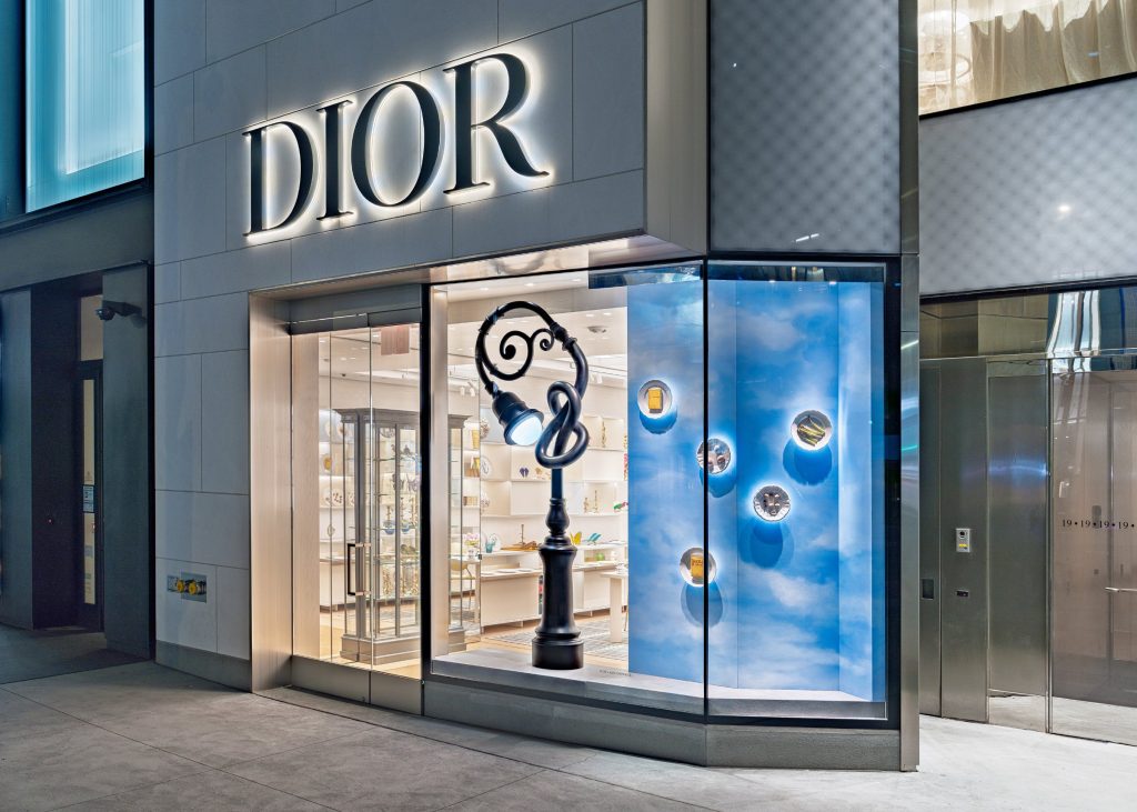 Dior window display by Alex Chinneck