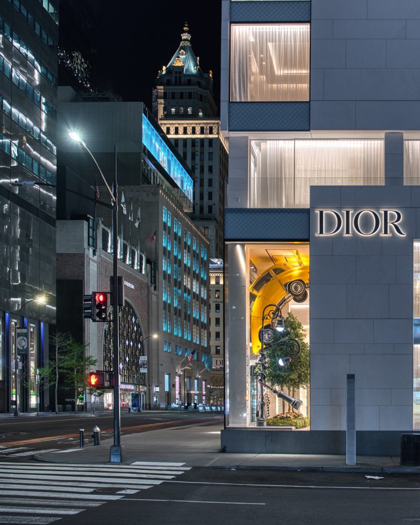 Dior window display by Alex Chinneck