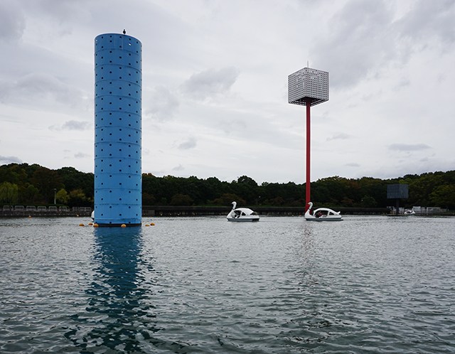 Isamu Noguchi fountain in the Dream Pond, Expo ’70 Osaka
