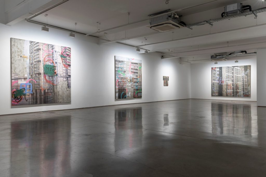 David Hepher, Tower Blocks, installation view at Flowers Gallery Kingsland Road, London