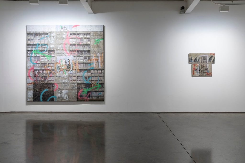 David Hepher, Tower Blocks, installation view at Flowers Gallery Kingsland Road, London