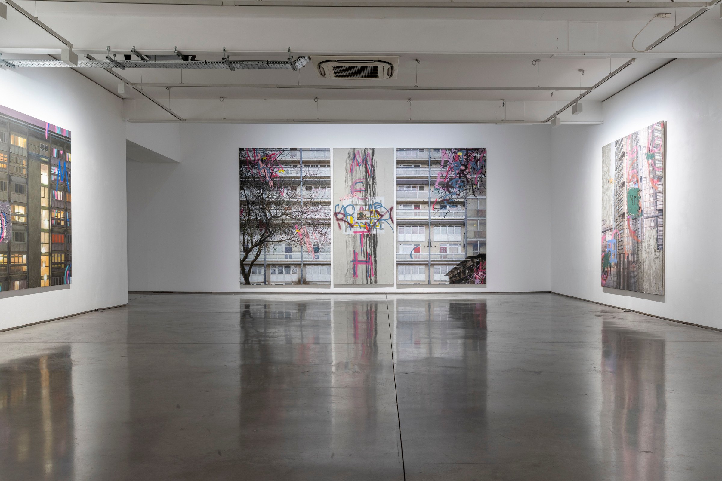 David Hepher, Tower Blocks, installation view at Flowers Gallery Kingsland Road, London