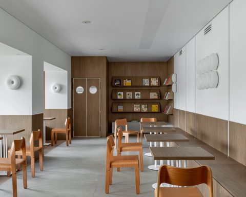 Interior of MARKS Coffee & Books in Minsk designed by Anna Lazar