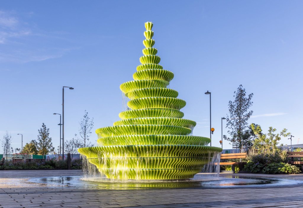 The Fountain by NEON in Neighbourhood Square, Brent Cross Town, London