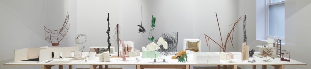 Wide view of Monika Sosnowska sculptures